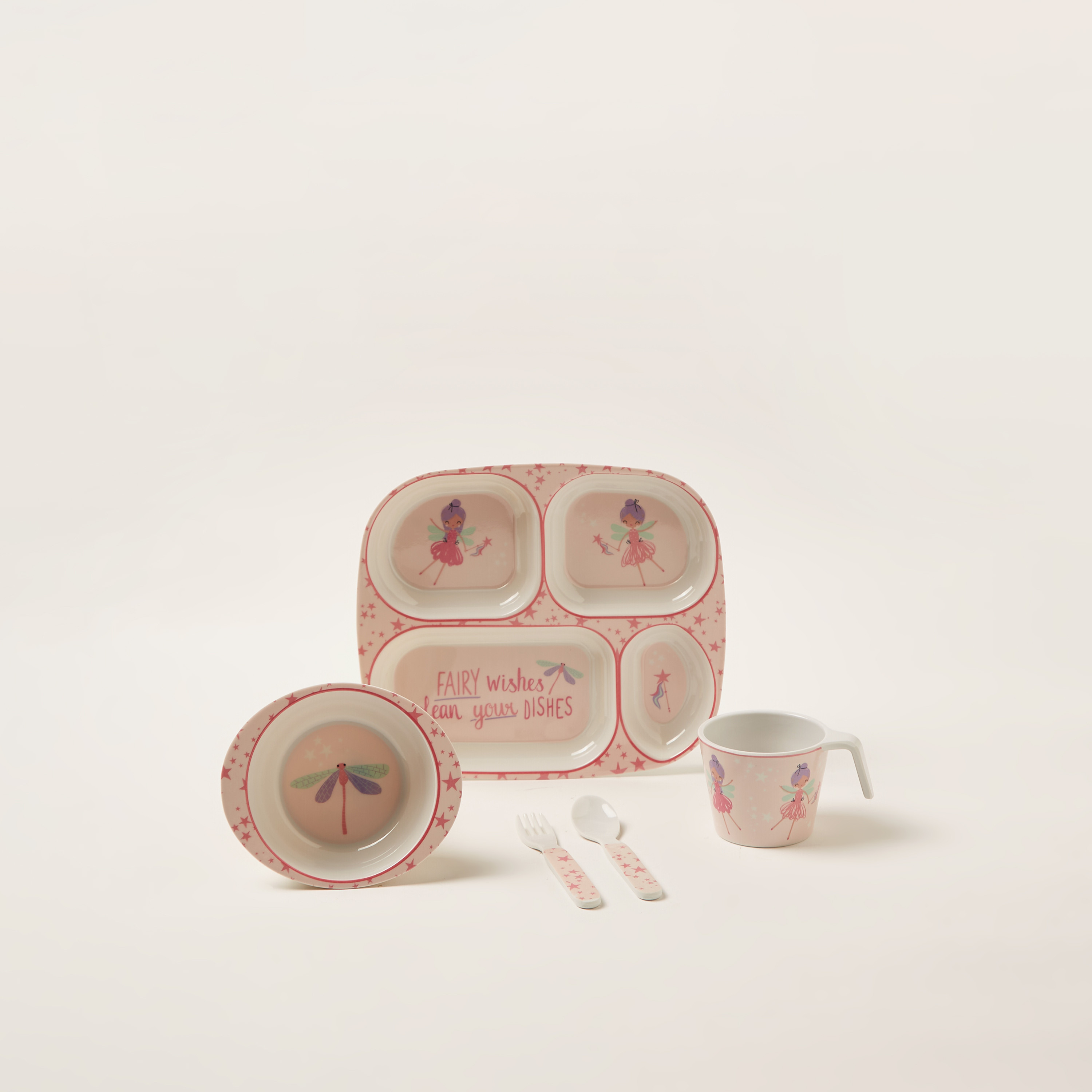 Juniors Fairy Print 5-Piece Dinner Set-baby-feeding-mealtimeessentials-image-1