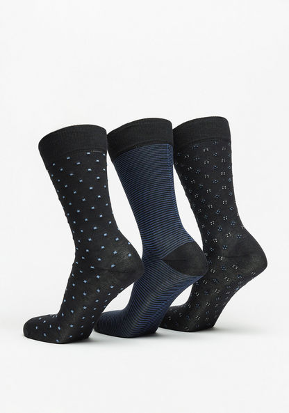 Duchini Textured Crew Length Socks - Set of 3-Men%27s Socks-image-1