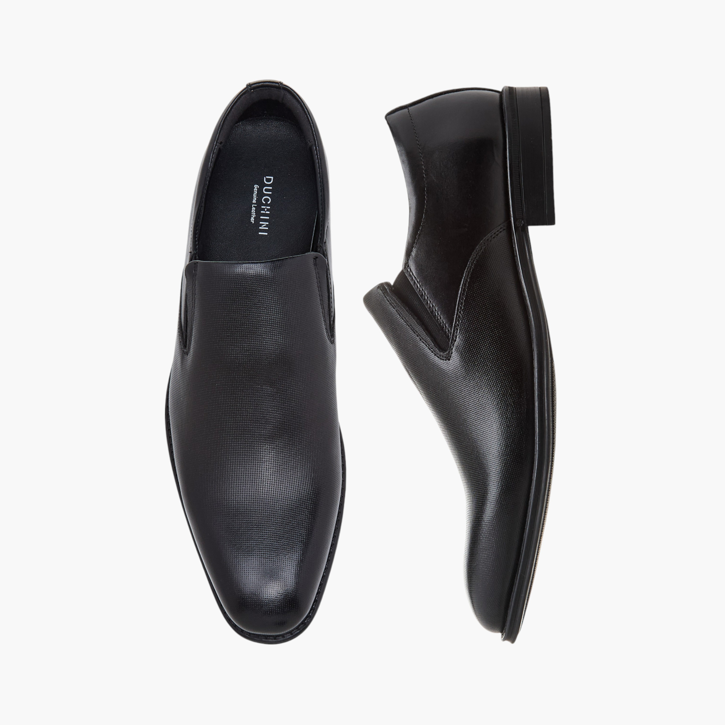 Duchini Men's Leather Textured Slip-On Loafers-men-shoes-formalshoes-image-1