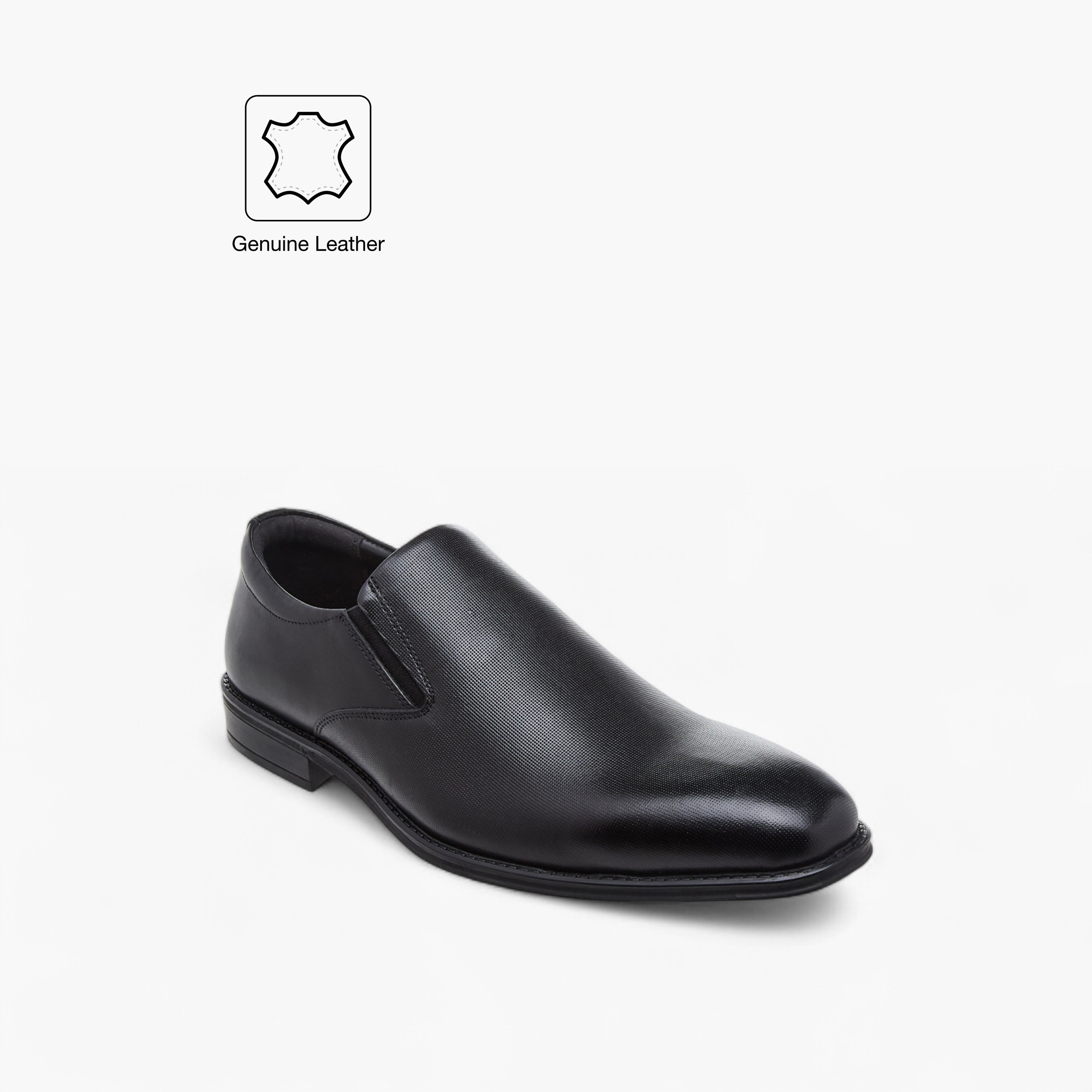 Duchini Men's Leather Textured Slip-On Loafers-men-shoes-formalshoes-image-3