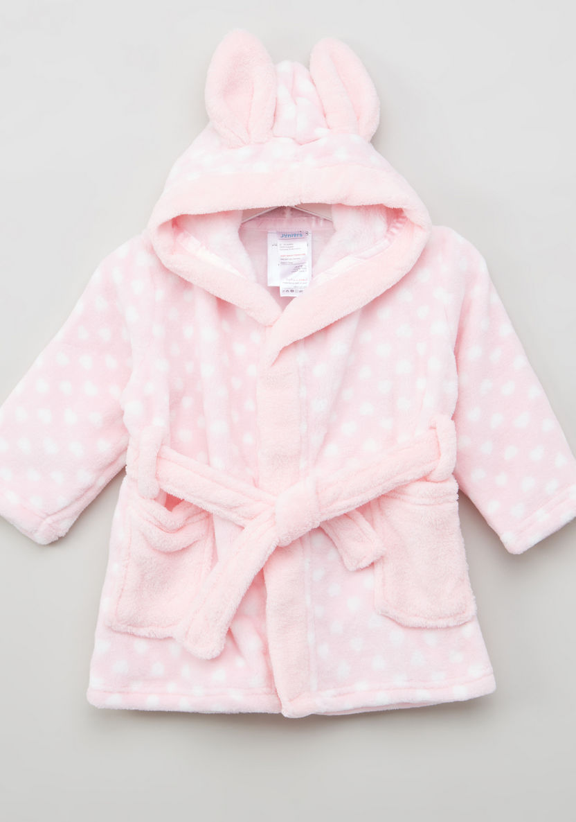 Juniors Printed Bathrobe with Long Sleeves and Hood-Towels and Flannels-image-0