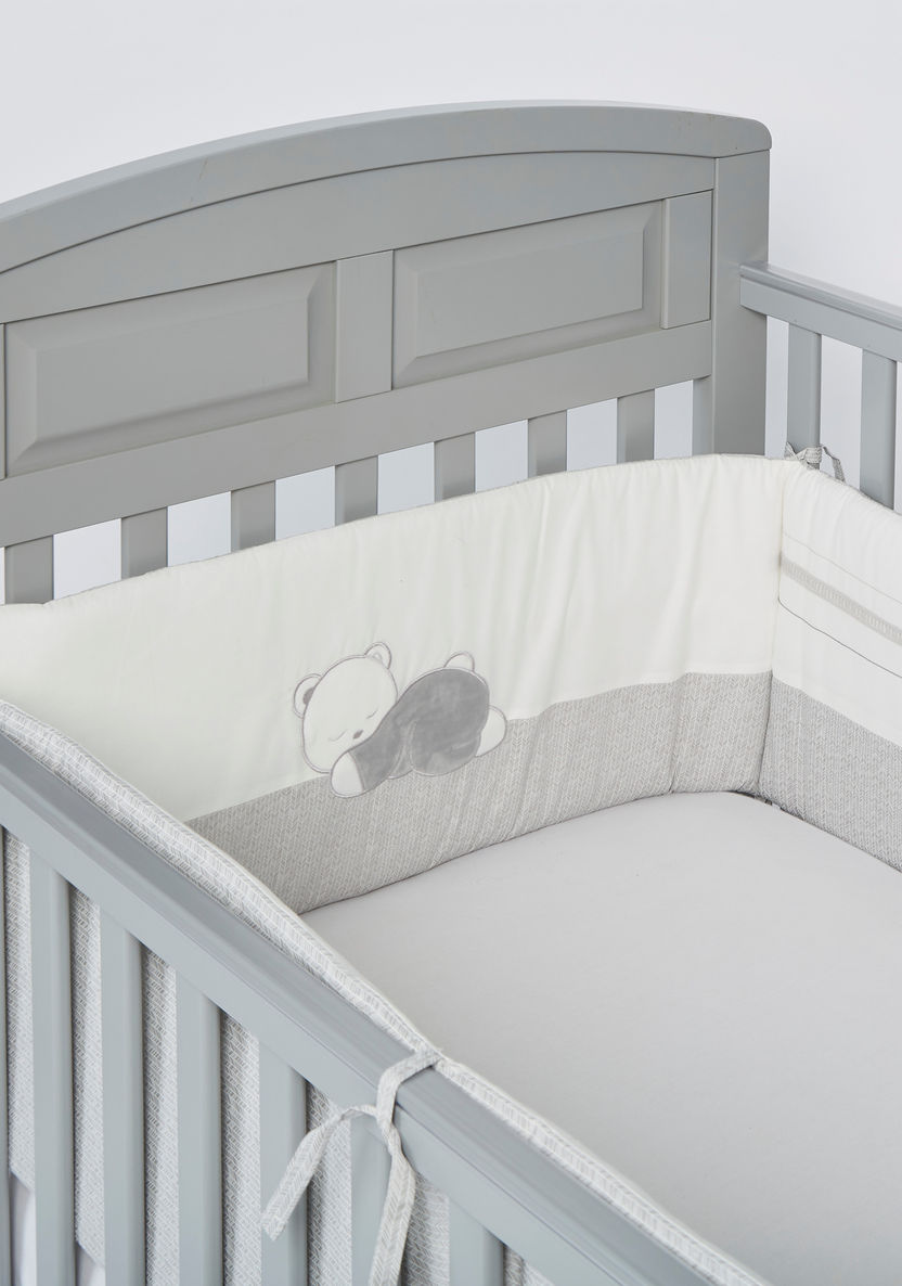 Giggles Little One Embroidered Cot Bumper with Tie-Ups-Baby Bedding-image-1