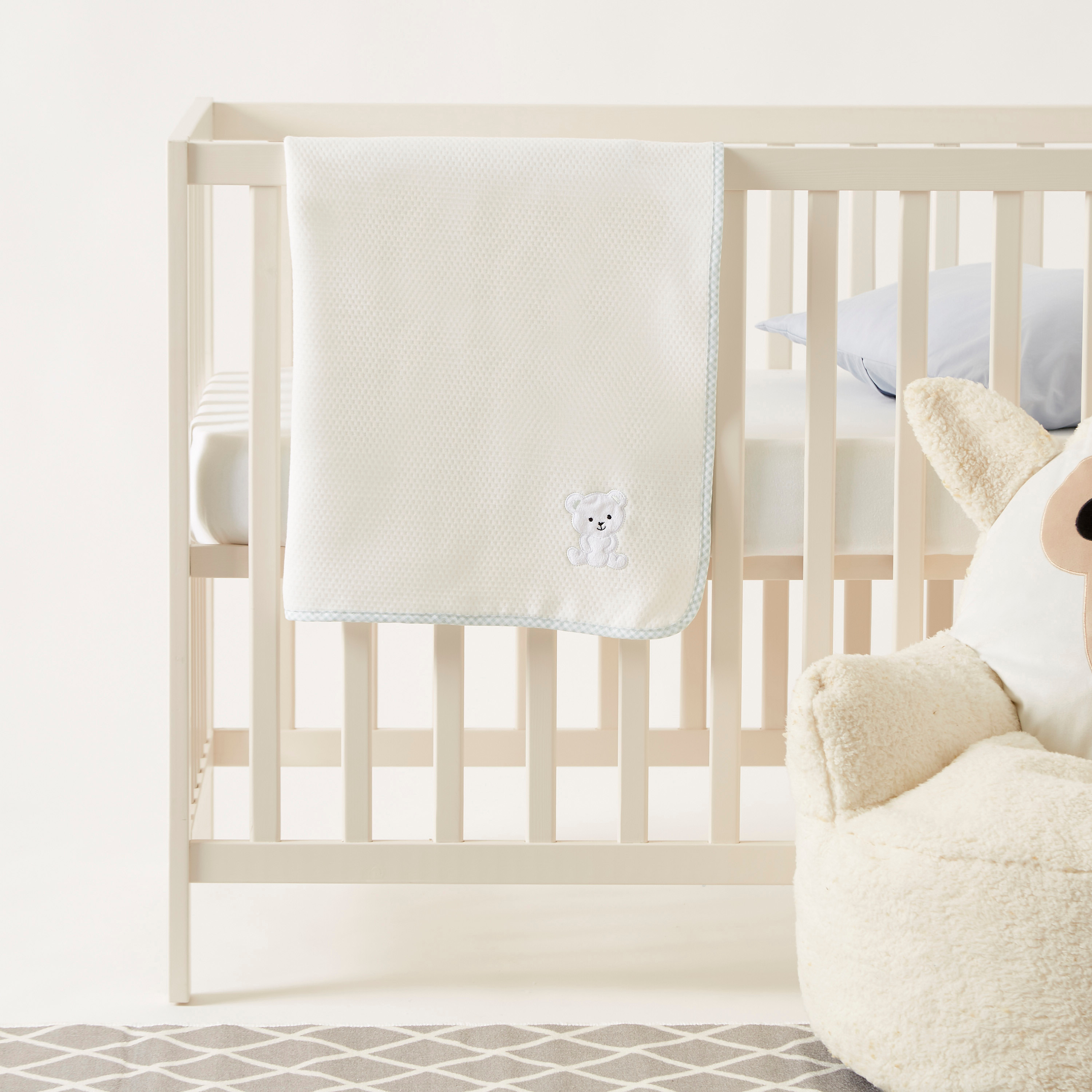 Juniors Embroidered Waffle Blanket - 75x80 cms-baby-nursery-blanketsandswaddles-blanketsandquilts-image-1