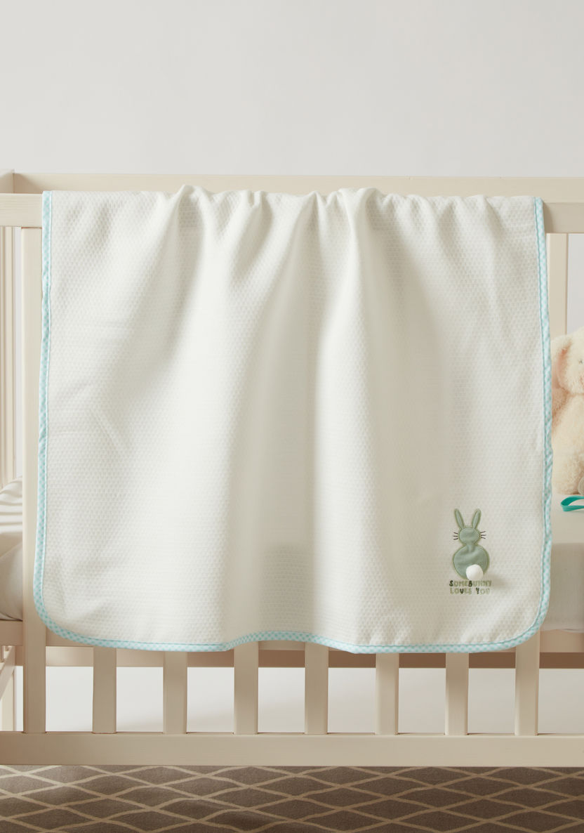 Juniors Bunny Embroidered Waffle Blanket - 80x75 cms-Blankets and Throws-image-0