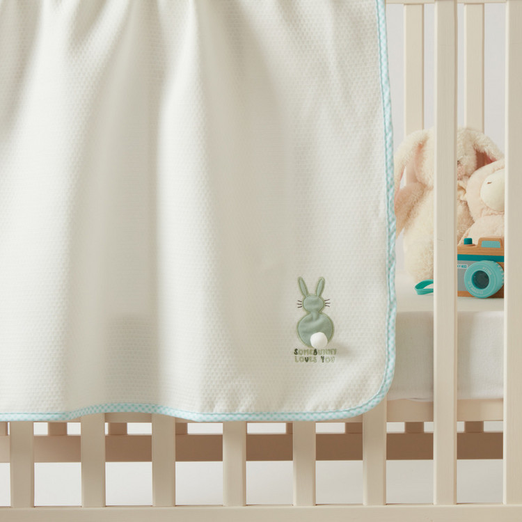 Juniors Bunny Embroidered Waffle Blanket - 80x75 cms