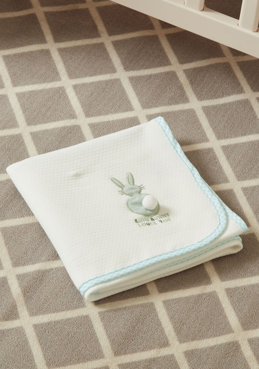Juniors Bunny Embroidered Waffle Blanket - 80x75 cms-Blankets and Throws-image-3