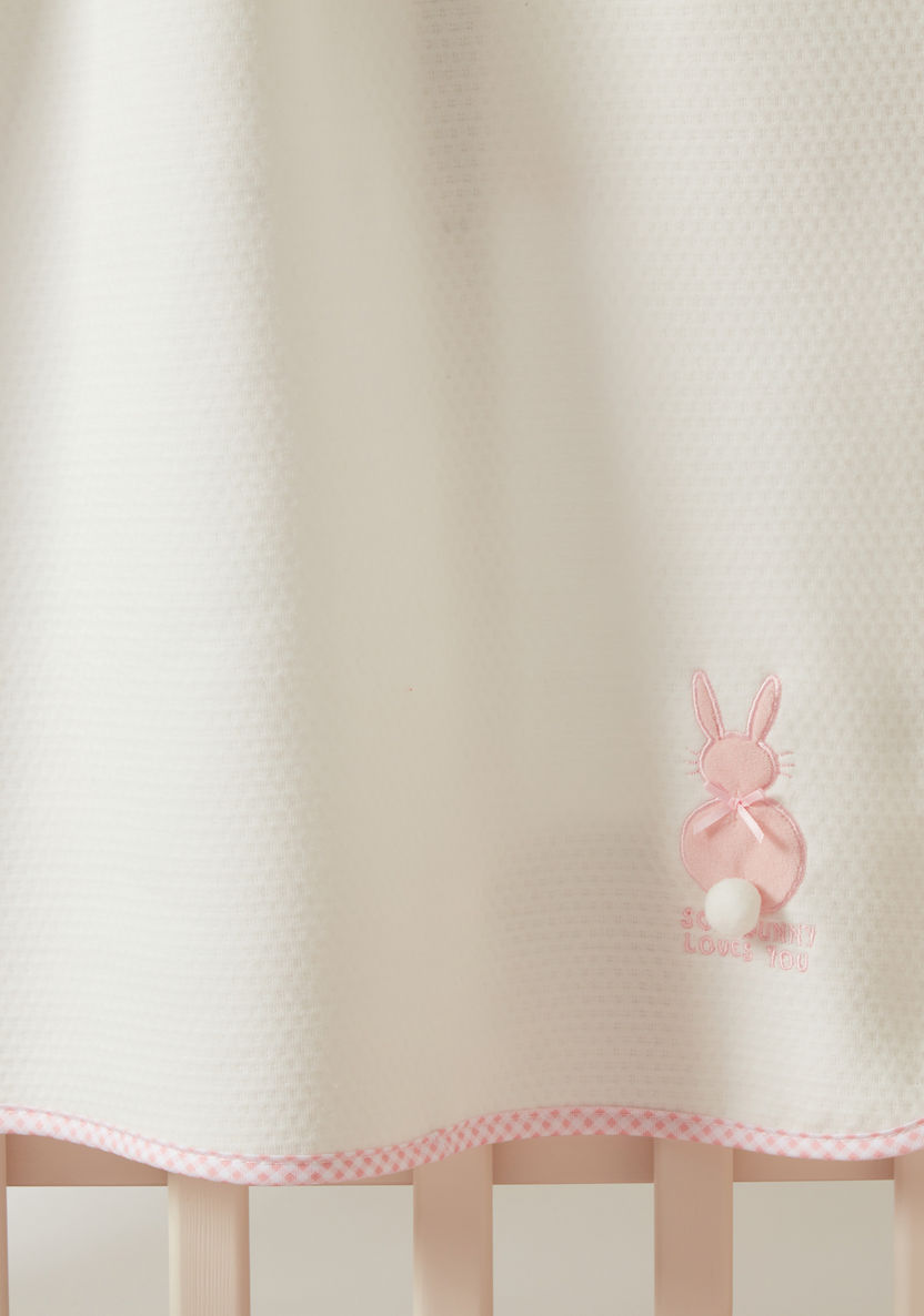 Juniors Bunny Embroidered Waffle Blanket - 80x75 cms-Blankets and Throws-image-1