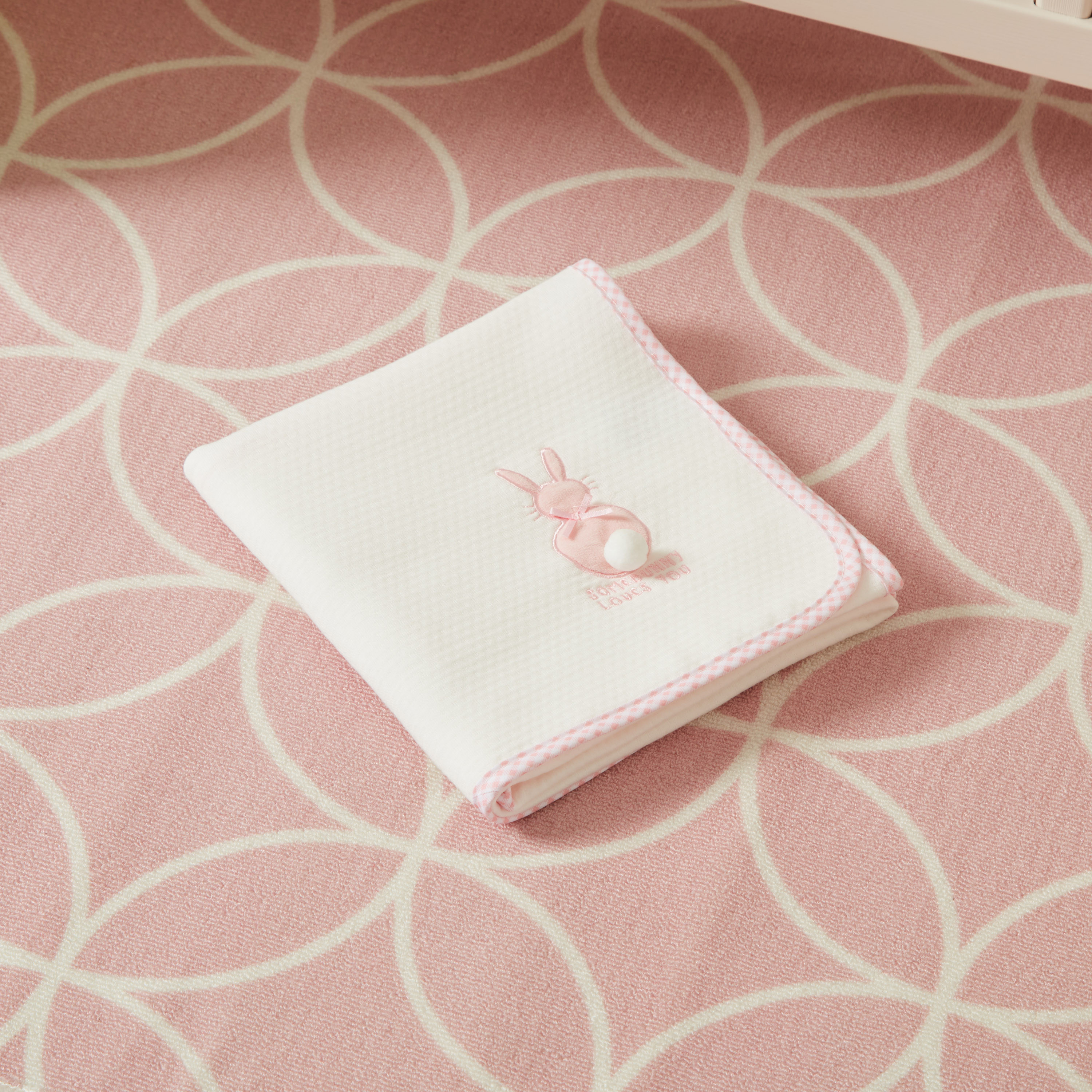 Juniors Bunny Embroidered Waffle Blanket - 80x75 cms-baby-nursery-blanketsandswaddles-blanketsandquilts-image-4