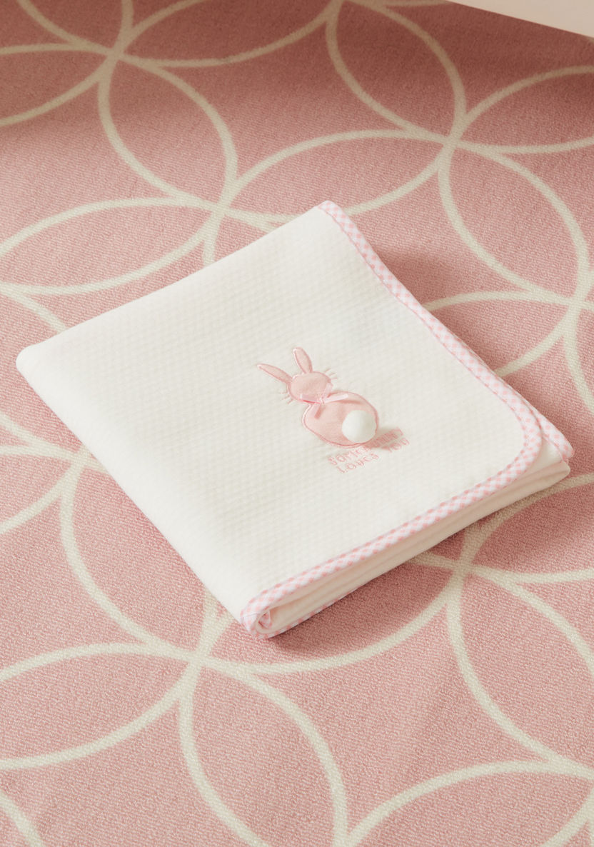 Juniors Bunny Embroidered Waffle Blanket - 80x75 cms-Blankets and Throws-image-3