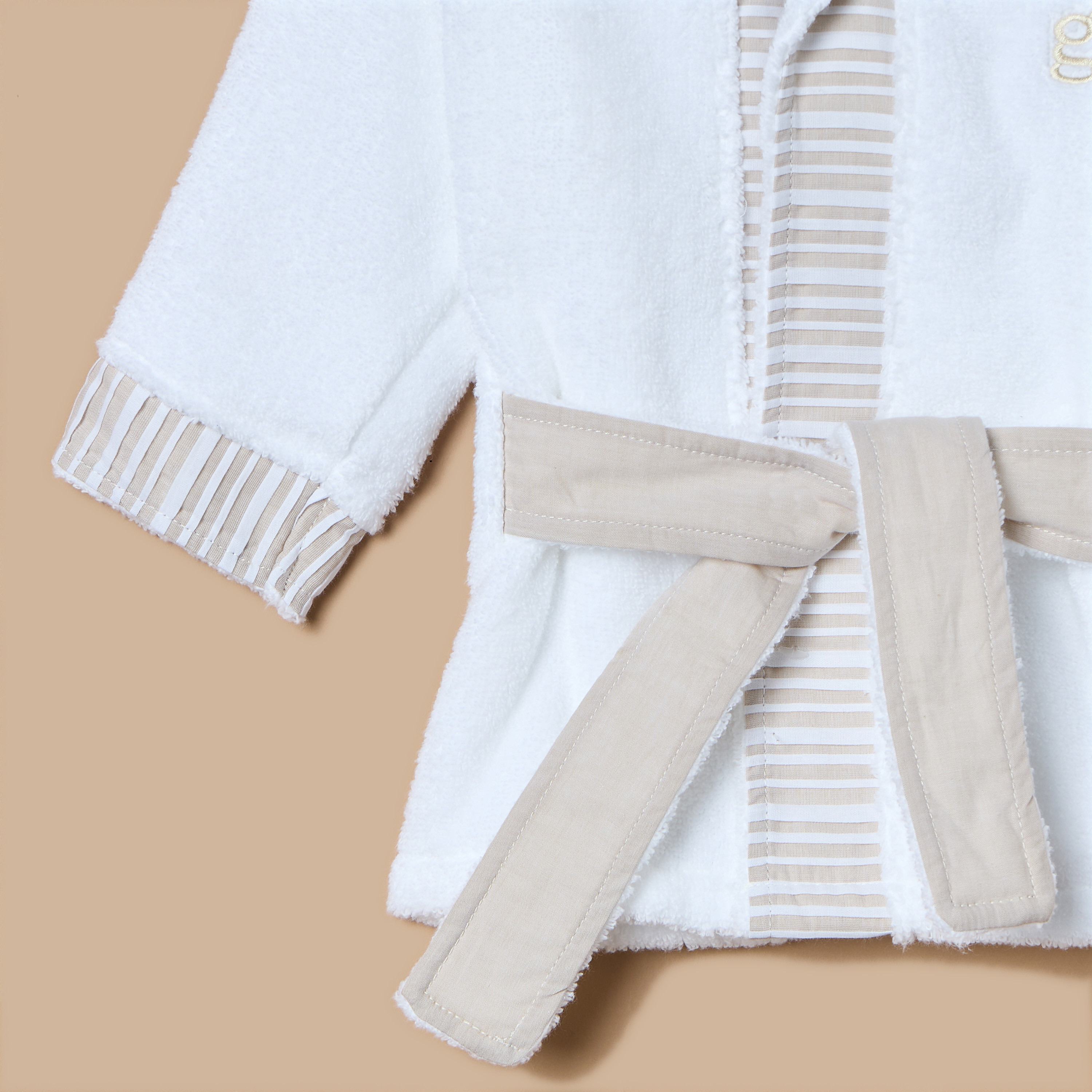 Giggles Striped Bath Robe with Hood and Tie-Up Detail-baby-bathandcare-towels-image-3