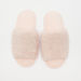 Plush Textured Open Toe Bedroom Slide Slippers-Women%27s Bedroom Slippers-thumbnail-0