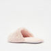 Plush Textured Open Toe Bedroom Slide Slippers-Women%27s Bedroom Slippers-thumbnail-2