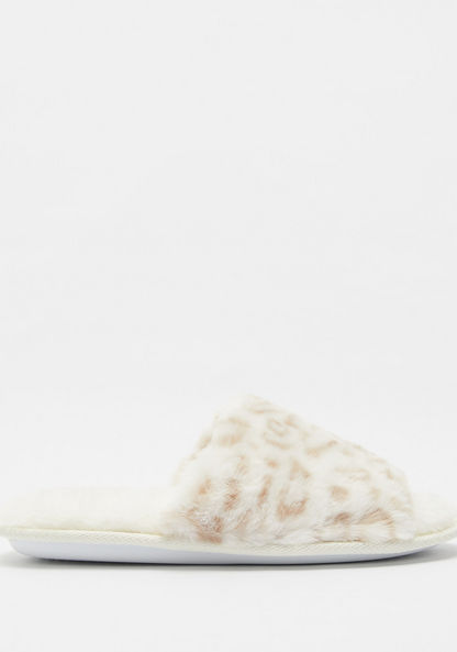 Plush Detail Open Toe Bedroom Slippers