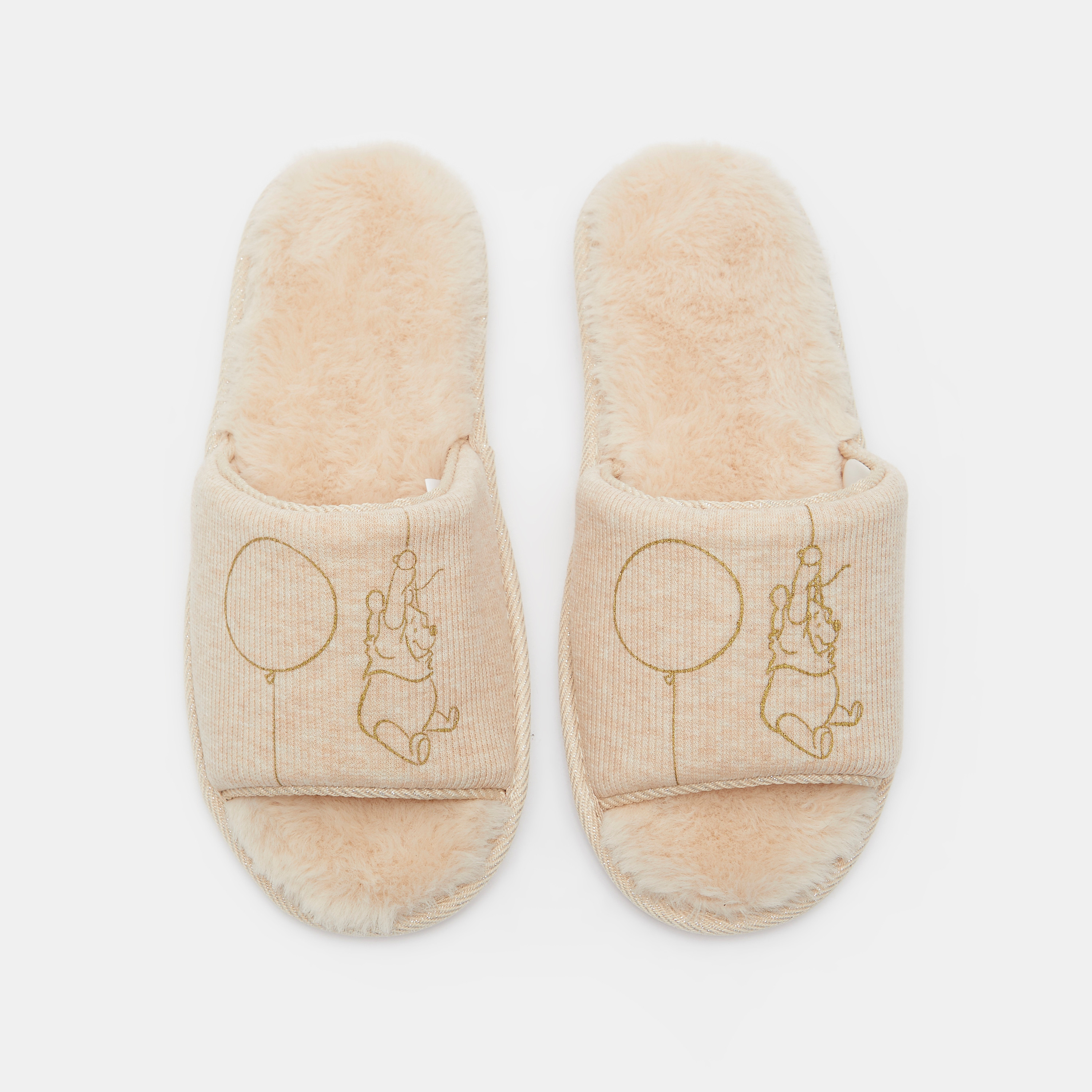 Winnie The Pooh Print Open Toe Slide Slippers-women-shoes-flipflopsandslides-image-1