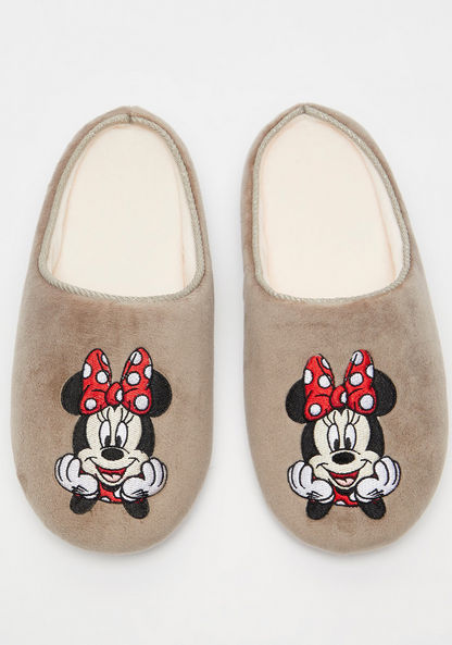 Disney Minnie Mouse Embroidered Slip-On Bedroom Slippers-Women%27s Bedroom Slippers-image-0