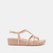 Embellished Strap Sandals with Buckle Closure and Flatform Heels-Women%27s Heel Sandals-thumbnailMobile-0