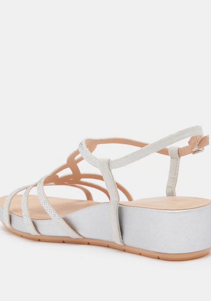 Embellished Strap Sandals with Buckle Closure and Flatform Heels-Women%27s Heel Sandals-image-2