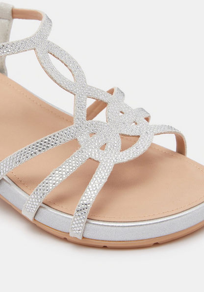 Embellished Strap Sandals with Buckle Closure and Flatform Heels-Women%27s Heel Sandals-image-3