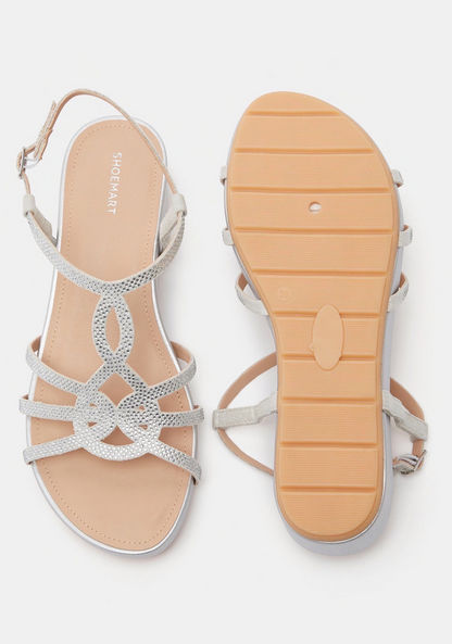 Embellished Strap Sandals with Buckle Closure and Flatform Heels-Women%27s Heel Sandals-image-4