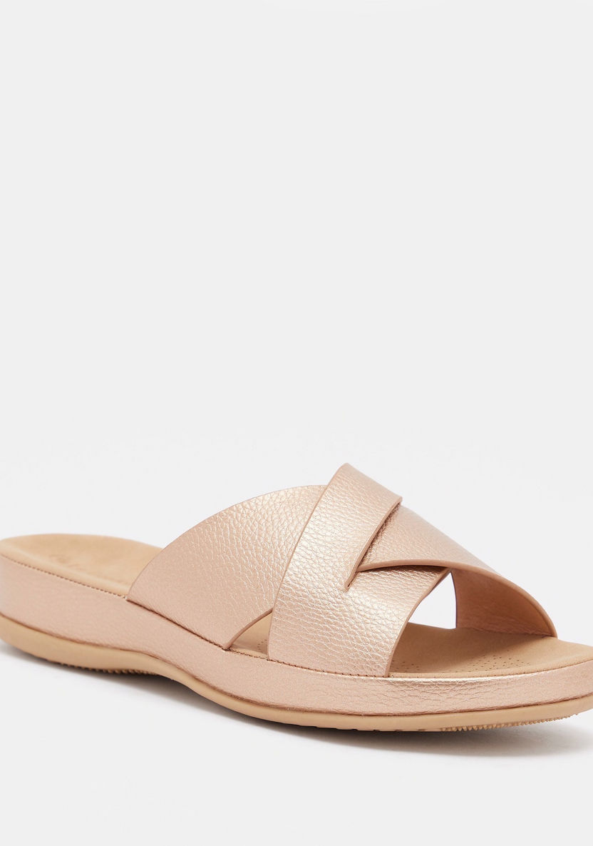 Textured Open Toe Slide Sandals-Women%27s Flat Sandals-image-2
