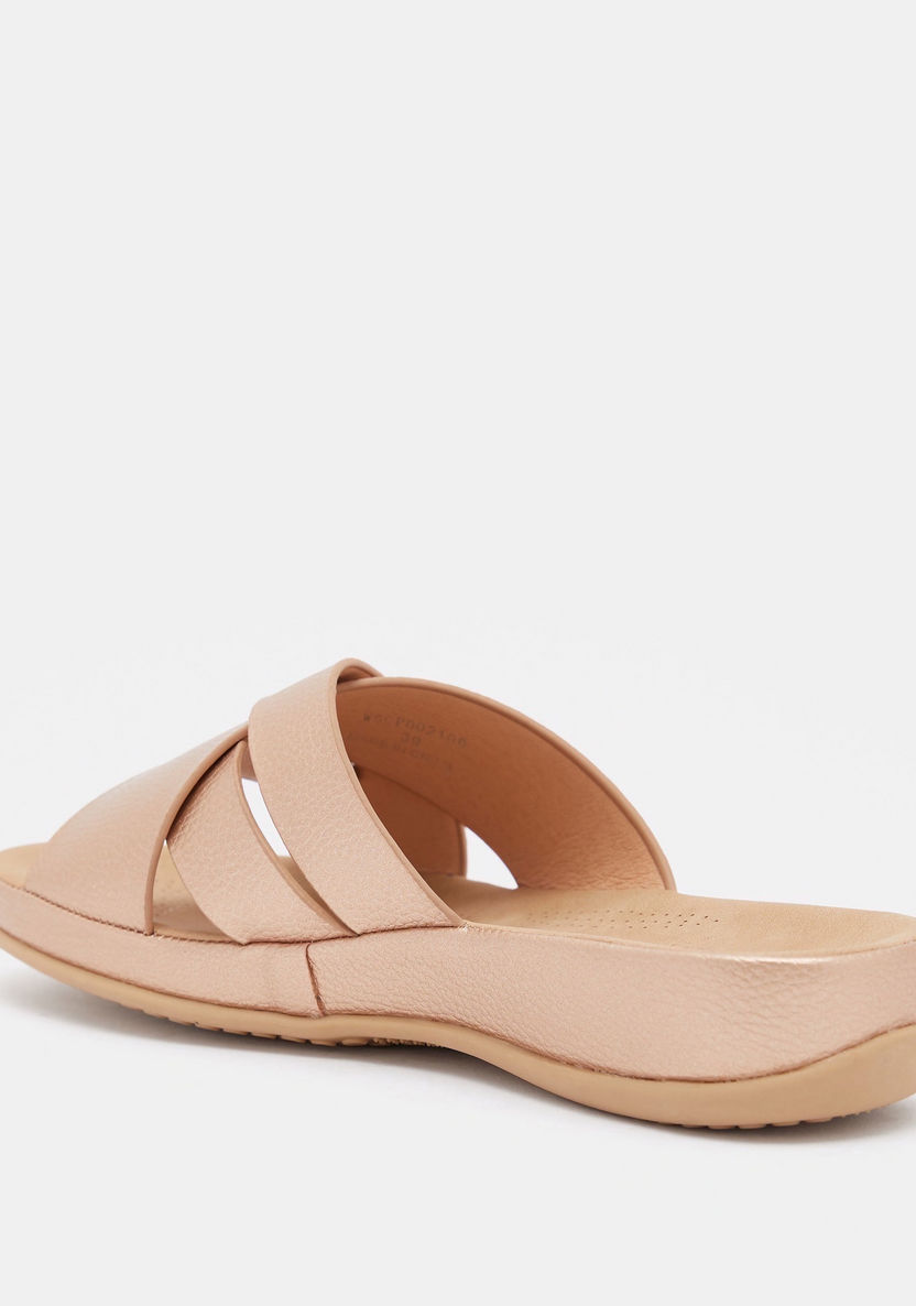 Textured Open Toe Slide Sandals-Women%27s Flat Sandals-image-3