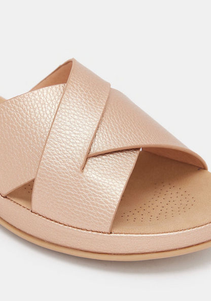 Textured Open Toe Slide Sandals-Women%27s Flat Sandals-image-4