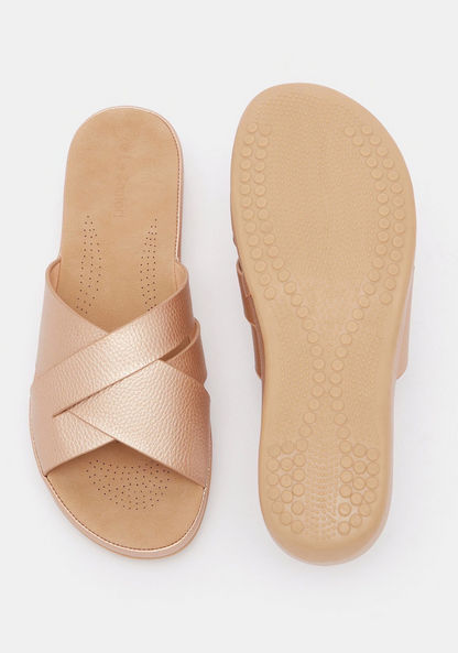 Textured Open Toe Slide Sandals-Women%27s Flat Sandals-image-6