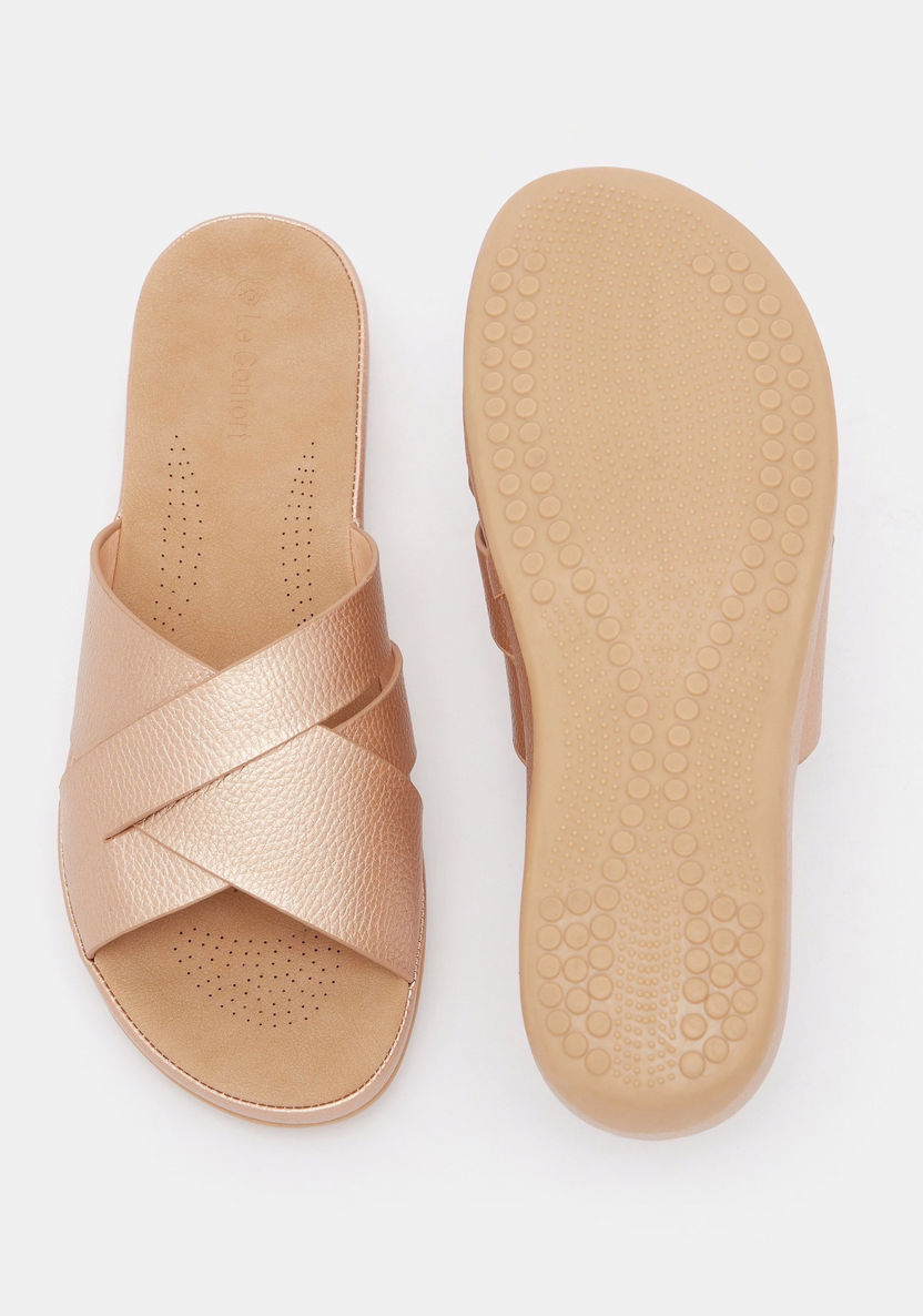 Textured Open Toe Slide Sandals-Women%27s Flat Sandals-image-6