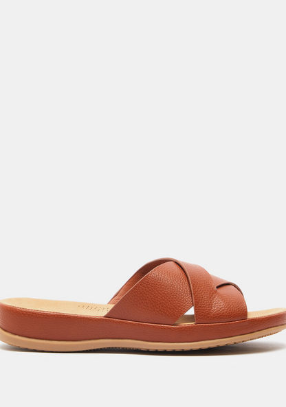 Textured Open Toe Slide Sandals-Women%27s Flat Sandals-image-0