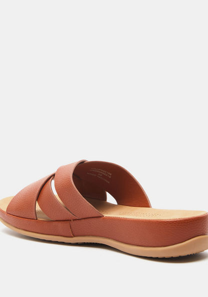 Textured Open Toe Slide Sandals-Women%27s Flat Sandals-image-2