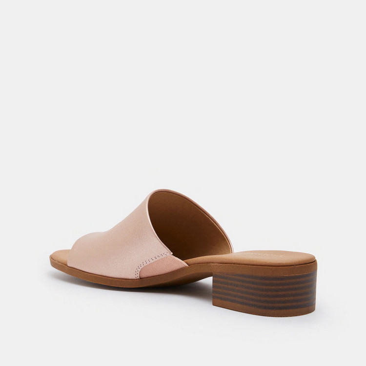 Open Toe Slide Sandals with Block Heels
