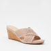 Cutwork Cross Strap Slip-On Sandals with Wedge Heels-Women%27s Heel Sandals-thumbnail-1