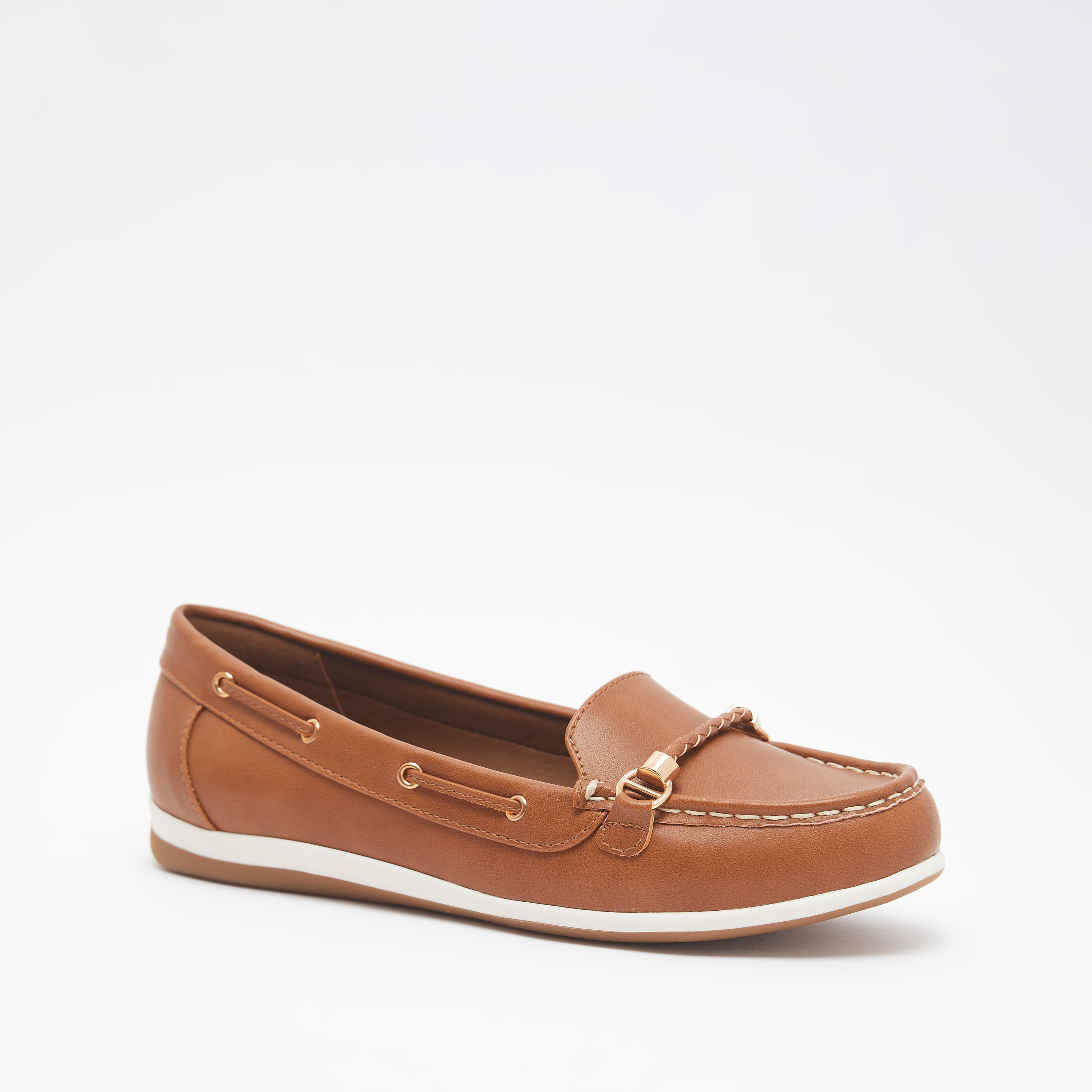 حذاء سهل الارتداء سادة بزينة مُضفّرة من لو كونفورت-women-shoes-flats-loafers-image-1