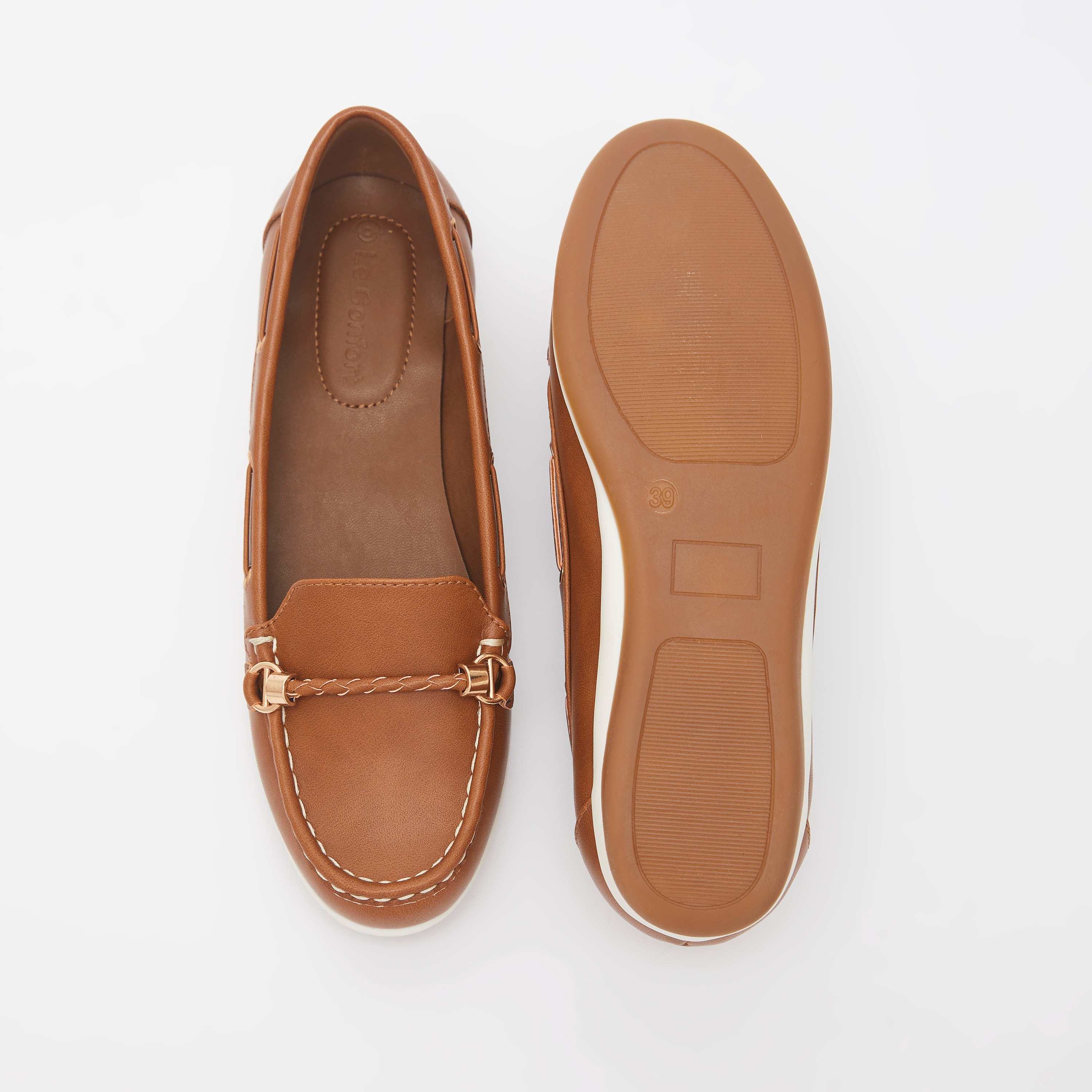 حذاء سهل الارتداء سادة بزينة مُضفّرة من لو كونفورت-women-shoes-flats-loafers-image-6