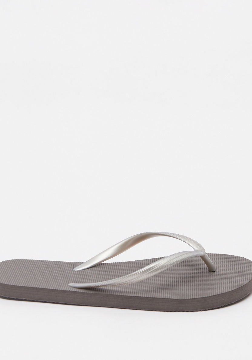 Textured Slip-On Thong Slippers-Women%27s Flip Flops & Beach Slippers-image-3
