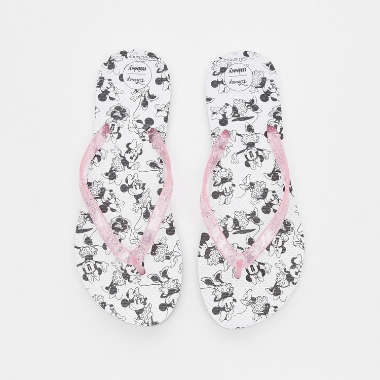 Missy - Disney Minnie Mouse Print Slip-On Thong Slippers