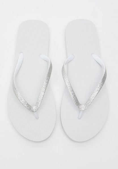 Glitter Accented Slip-On Thong Slippers-Women%27s Flip Flops & Beach Slippers-image-0