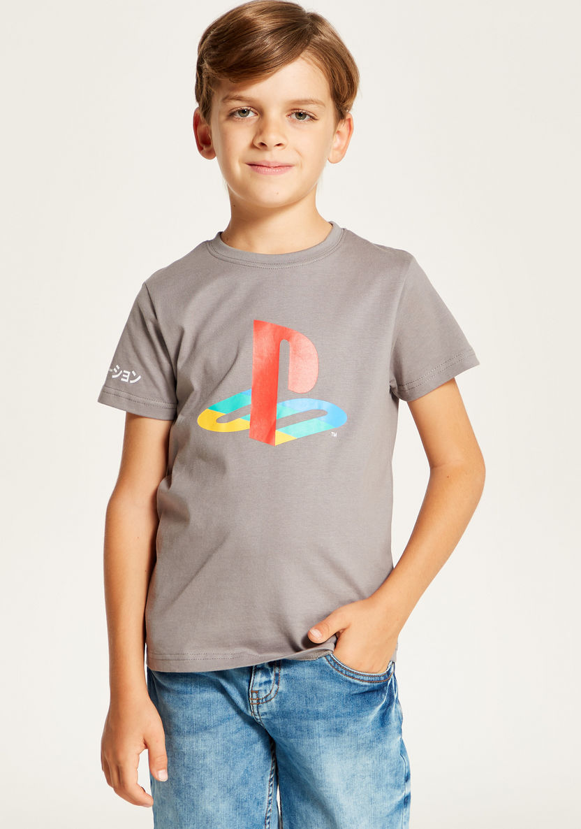 PlayStation Printed Crew Neck T-shirt with Short Sleeves-T Shirts-image-0
