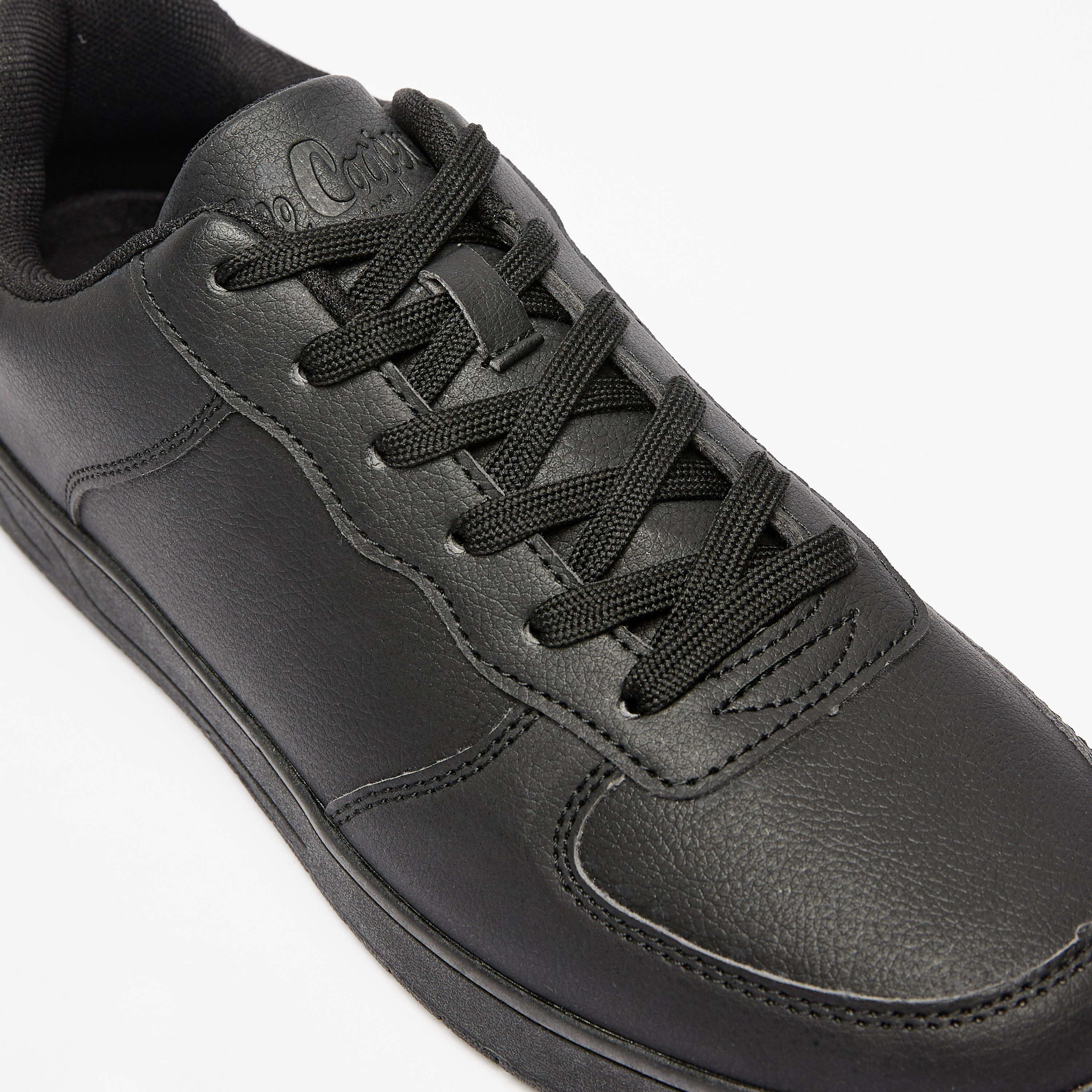 All black deals leather sneakers mens