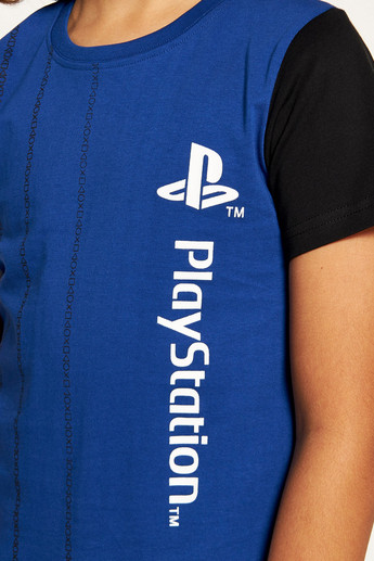PlayStation Printed Crew Neck T-shirt with Short Sleeves