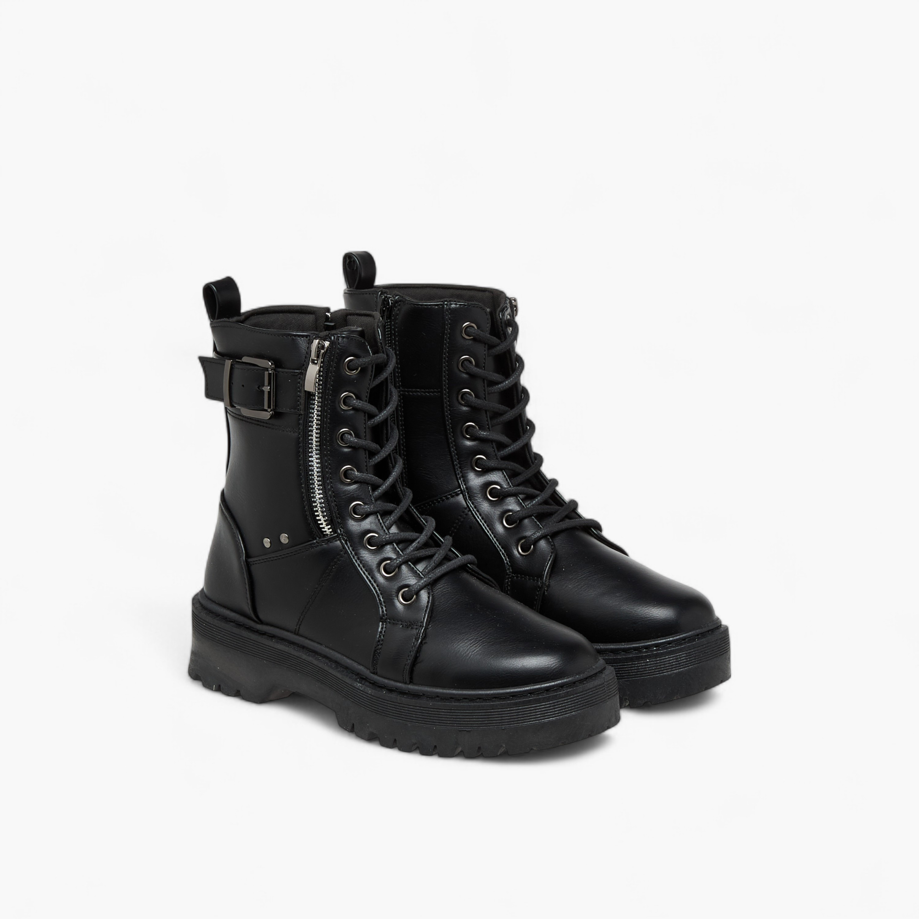 Flora Bella Panelled Ankle Boots with Zip Closure-women-shoes-boots-image-1