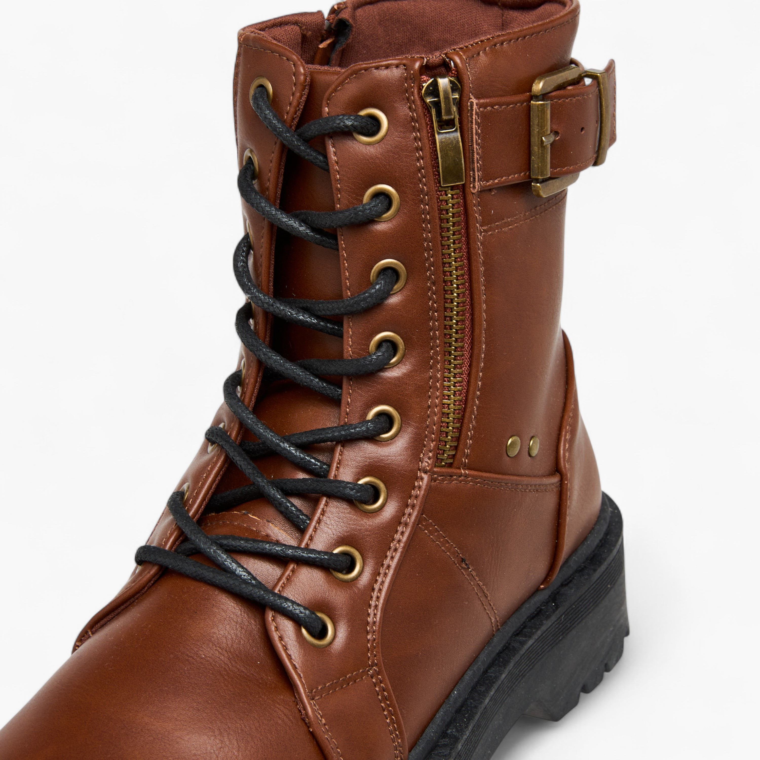 Flora Bella Panelled Ankle Boots with Zip Closure-women-shoes-boots-image-4