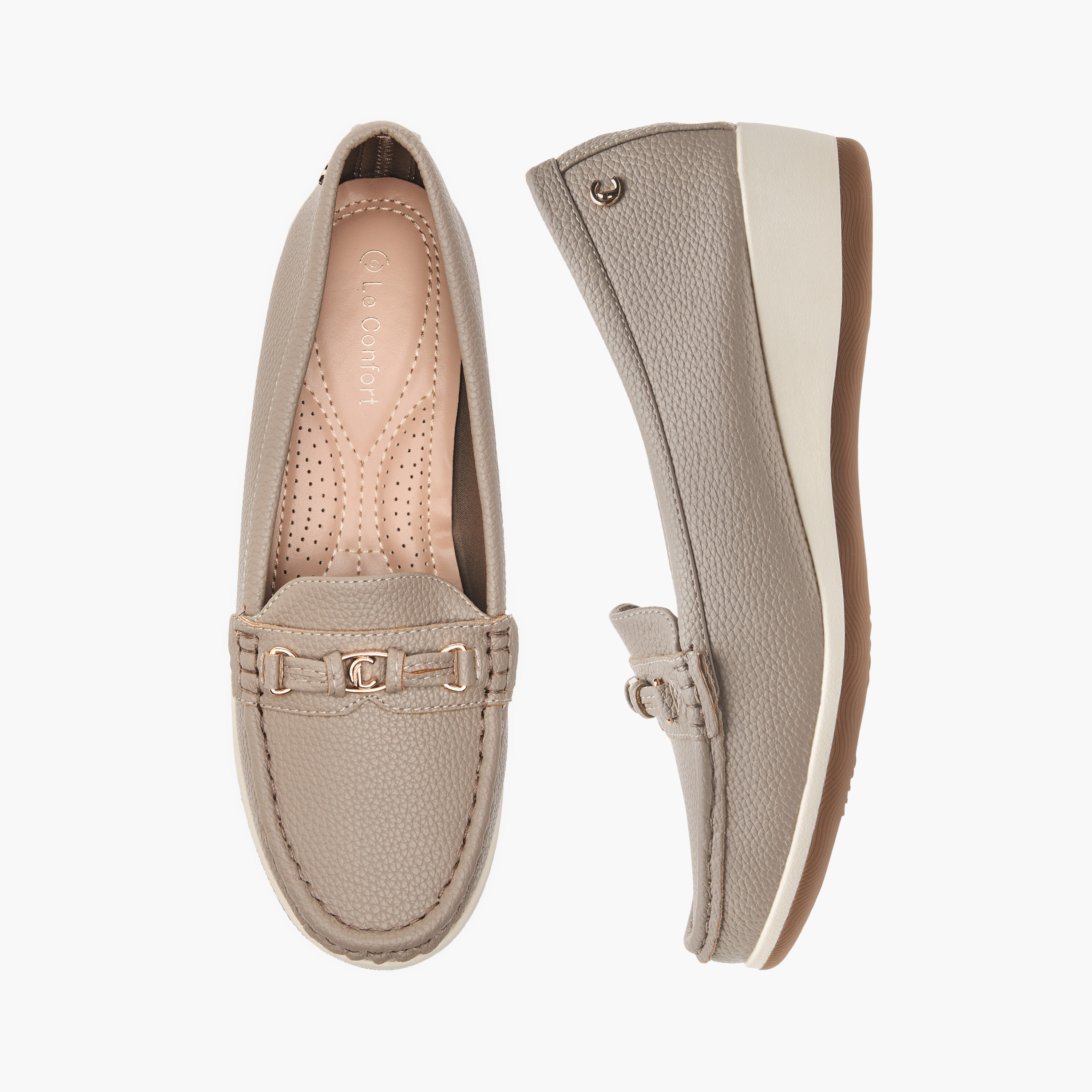 Le Confort Metal Accent Comfort Loafers with Wedge Heels-women-shoes-loafersandmoccasins-image-1