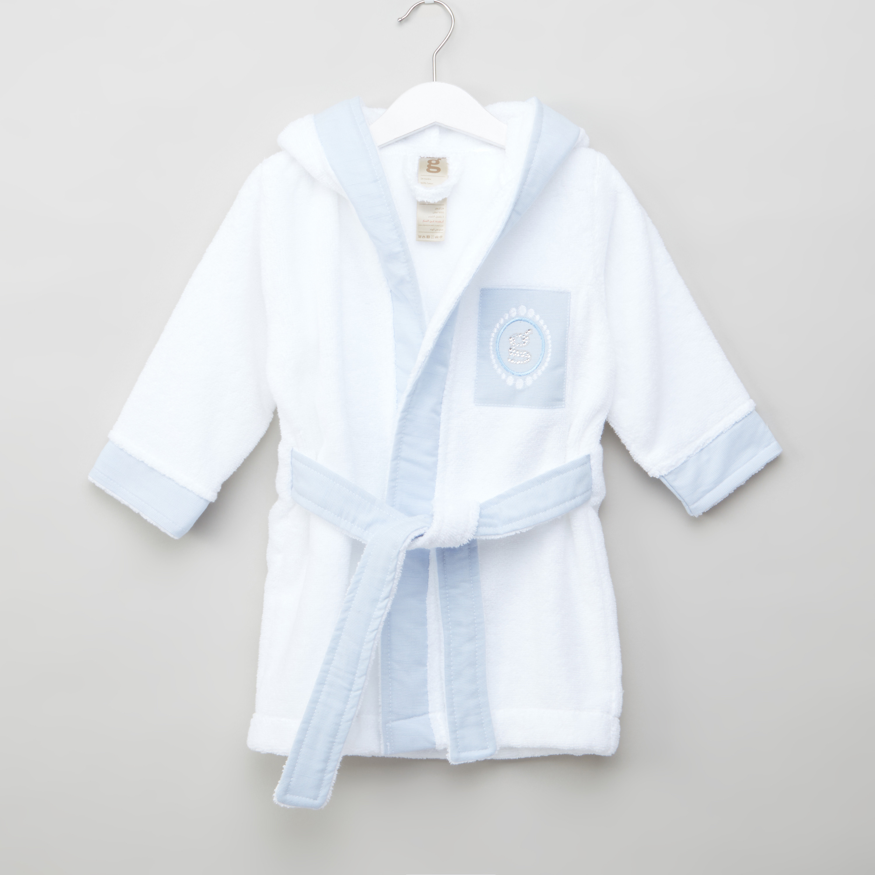 Giggles Textured Bathrobe with Hood and Tie Ups-baby-bathandcare-towels-image-1