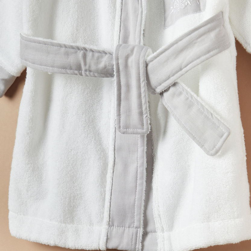 Giggles Embroidered Hooded Bathrobe with Long Sleeves - 12 months-Towels and Flannels-image-2