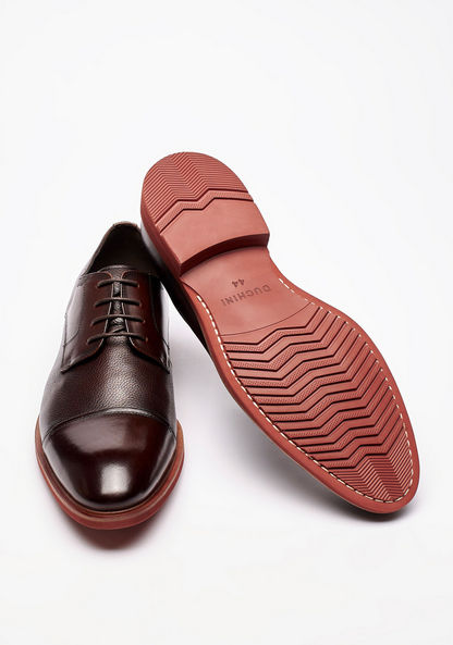 Duchini Men's Solid Leather Derby Shoes with Lace-Up Closure-Men%27s Formal Shoes-image-2