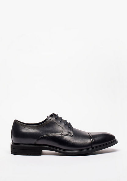Duchini Men's Solid Leather Derby Shoes with Lace-Up Closure-Men%27s Formal Shoes-image-1
