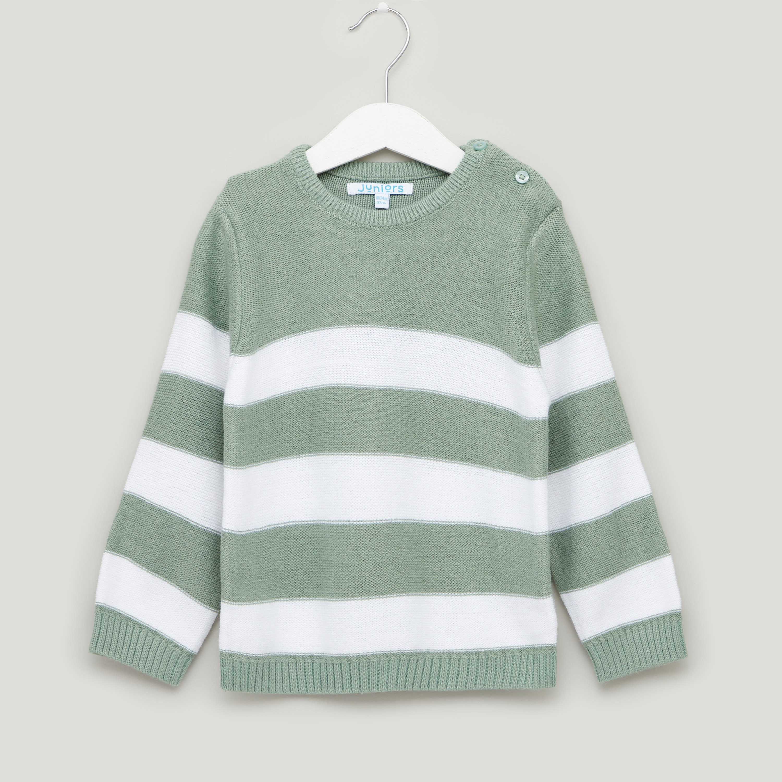 بلوفر مخطط بأكمام طويلة وياقة مستديرة من جونيورز-baby-boys-clothing-jumpersandcardigans-image-1