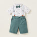 Juniors Printed Shirt and Shorts with Suspenders Set-Clothes Sets-thumbnail-0