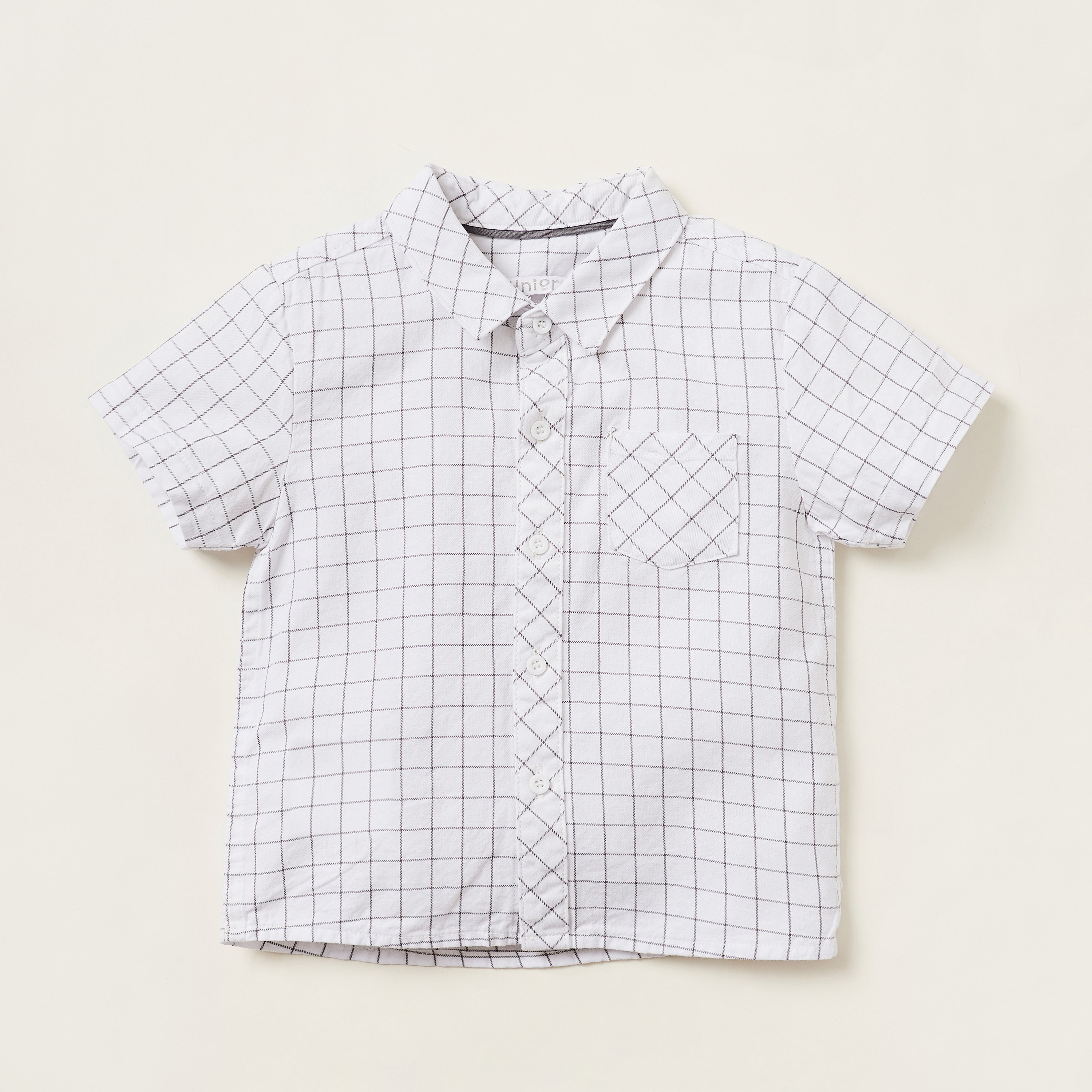 Juniors Chequered Shirt and Solid Shorts Set-baby-boys-clothing-setsandcoords-image-2